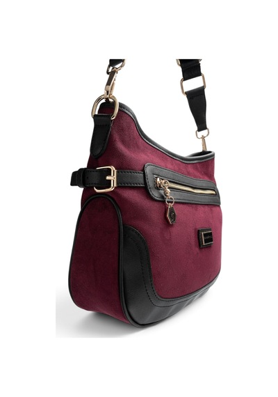 Silver & Polo Silver Polo Bordo - Siyah Süet Kadın Çapraz Çanta Sp1296