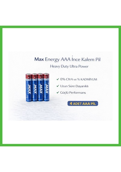 Vaveni Max Energy Aaa İnce Kalem Pil 1.5v R03 Heavy Duty Ultra Power 4 Lü 1 Paket Arz