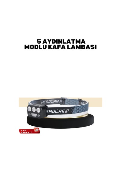 Kamp Ve Trekking İçin Sensörlü Led Kafa Lambası Gri