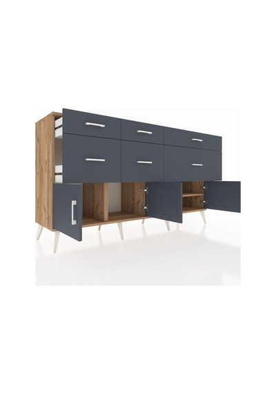 Hyperion Konsol Tek Raflı 6 Çekmeceli 4 Kapaklı 176x44x99 Çam-ant Çam-antrasit Hyperion Konsol Tek Raflı 6 Çekmeceli 4 Kapaklı 176x44x99 Çam-ant Çam-antrasit