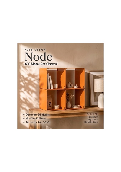 Node 4'lü Modüler Metal Tezgah Üstü Mutfak Rafı Ve Konsol Düzenleyici Stand 33x33 Cm Turuncu - 943953504 Turuncu