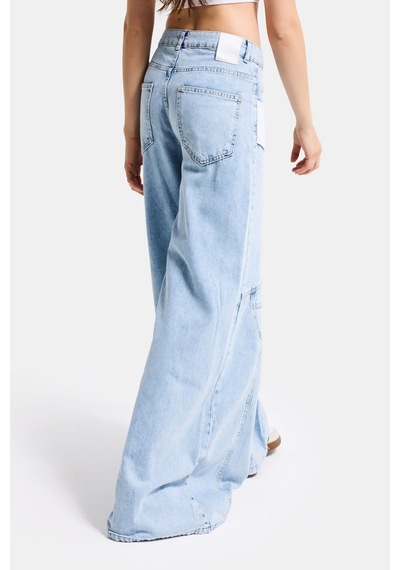 it's basic Kadın Ice Palazzo Fit Özel Tasarım Denim Jean Buz Mavi