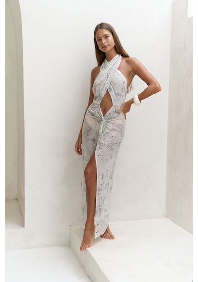 Mai Collection Mai Studios Co. Enonireh Dekolteli Bej Uzun Elbise Bej