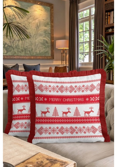 Nordik Noel Temalı Saçaklı Yastık Kılıfı - Vintage Kış Rustik Kırmızı Beyaz Püsküllü Kırlent Kılıfı Koyu Ayışığı Gümüş Nordik Noel Temalı Saçaklı Yastık Kılıfı - Vintage Kış Rustik Kırmızı Beyaz Püsküllü Kırlent Kılıfı Koyu Ayışığı Gümüş