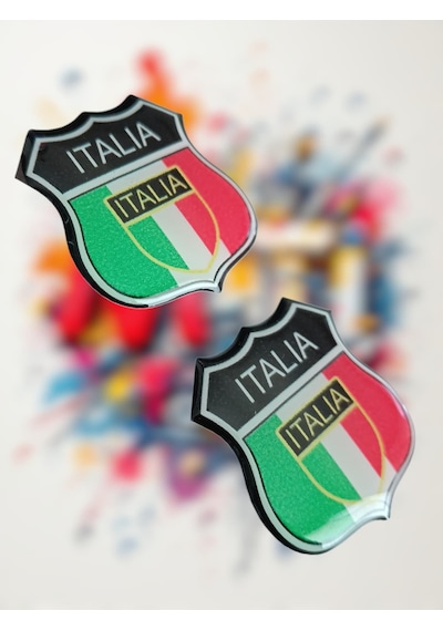 Italy Damla Sticker Etiket Kabartmalı 3dsilikon Direk Arma İtalya Arma Etiketçilere Özel 2adet 3,5x3cm Çok Renkli