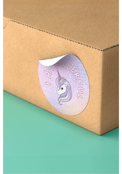 I Am Powerful Unicorn Simli Sticker 3x3cm St2213 Çok Renkli