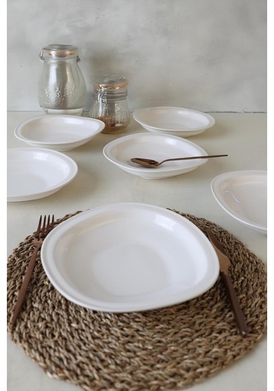 Beyaz Bloom Yemek Tabağı 24 Cm 6 Adet 006 Çok Renkli