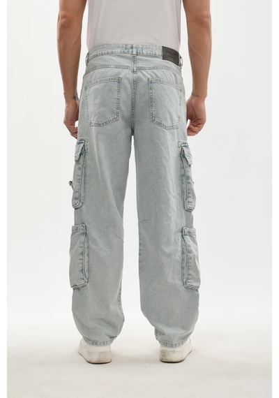 Banny Jeans Erkek Kargo Cepli Jean Pantolon Buz Mavisi