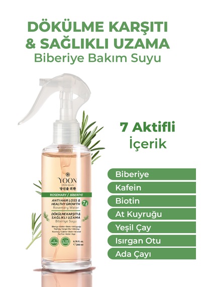 Yoon Hızlı Saç Uzatma, Dökülme Karşıtı, 3'lü Biberiye Bakım Seti
