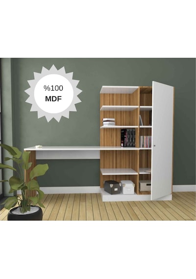 Bicabin Narin Raflı Dolaplı Çalışma Masası Mdf