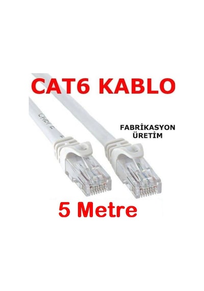 Cat6 Kablo Ethernet Adsl Lan Patch Kablo Fabrikasyon Uçlu 5 Metre