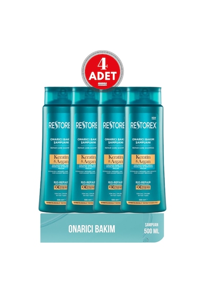 Keratin & Argan Şampuan 500 Ml 4 Adet İnce Telli