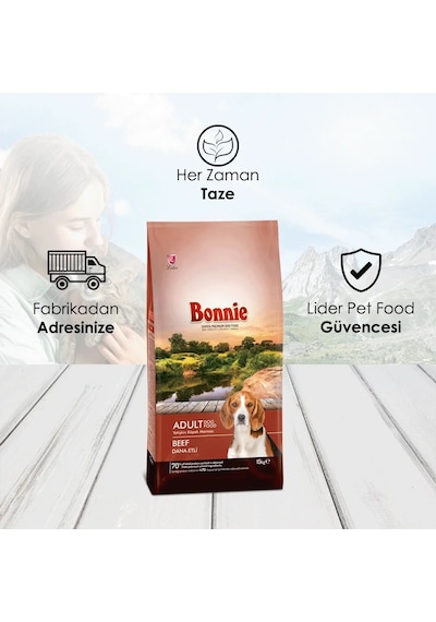 Bonnie Biftekli Yetişkin Kuru Köpek Maması 15 KG Bonnie Biftekli Yetişkin Kuru Köpek Maması 15 KG