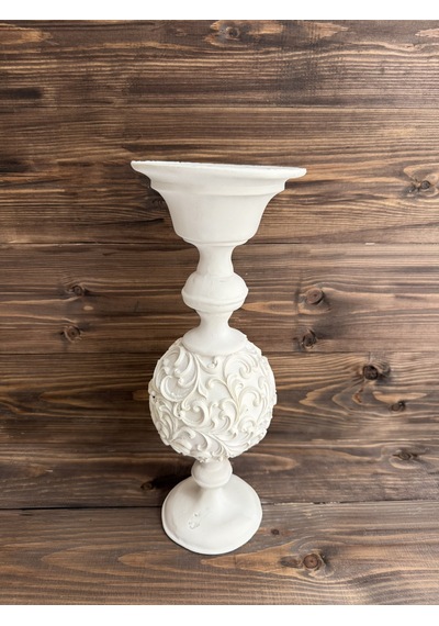 Ham Polyester Orb Dekoratif Şamdan 1 Beyaz