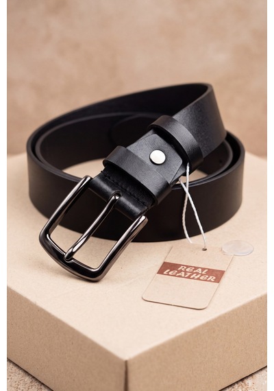 Atlas Premium - %100 Hakiki Deri Klasik Erkek Kemer 3.5 Cm En Siyah