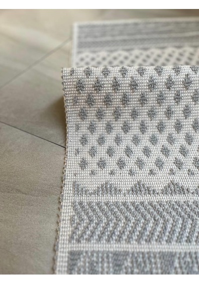 Tapis Bukle Doğal Pamuklu 2'li Banyo Paspas & Halı Seti 60x100+50x60 Cm - Gri Gri