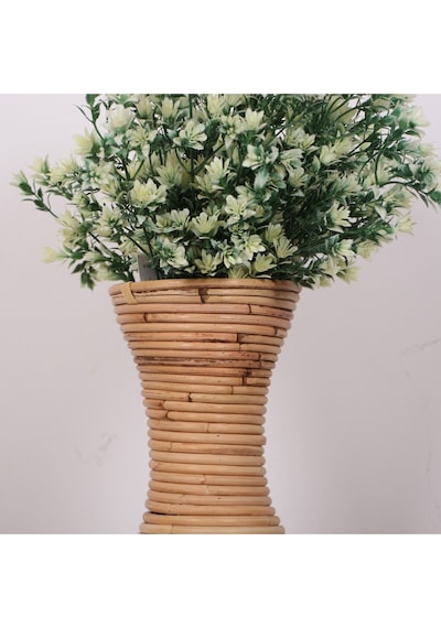 Bingül Doğal Rattan Dekoratif Vazo 24x50 Cm Bej