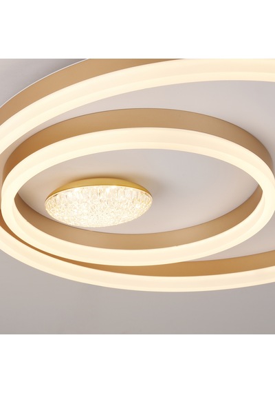 Lumix 50'lik 96 Watt Yuvarlak Gold Plafonyer Led Avize Çok Renkli