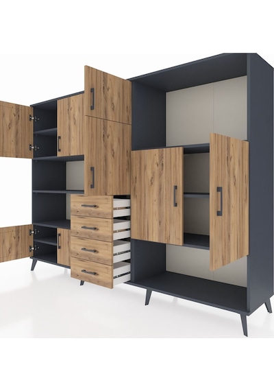 Hyperion Dolap 10 Raflı 4 Çekmeceli 8 Kapaklı 220x44x163 Antrasit-çam Atlas Çam - Antrasit Hyperion Dolap 10 Raflı 4 Çekmeceli 8 Kapaklı 220x44x163 Antrasit-çam Atlas Çam - Antrasit