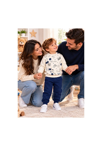 Messlife Eğlenceli Desenli Çocuk Eşofman Takımı Kahve Rengi - 929624379 Kahve Rengi