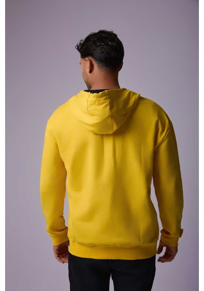 Defys Defy S Erkek Oversize Kapüşonlu Fermuarlı Cepli Sweatshirt Sarı - 527577758 Sarı