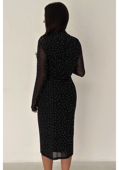 Noa & Noa Kadın Puantiye Desenli Transparan Kollu Elbise Dotted Noir Siyah Noa & Noa Kadın Puantiye Desenli Transparan Kollu Elbise Dotted Noir Siyah