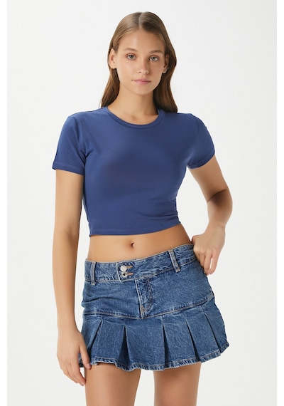 Ritnice Kadın Serra %100 Pamuk Lacivert Crop Top Lacivert