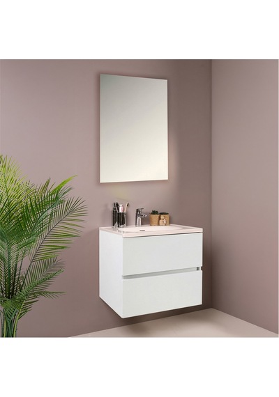 Kobos Simple 60 Cm Çekmeceli Banyo Dolabı Seti Bianco Beyaz Kobos Simple 60 Cm Çekmeceli Banyo Dolabı Seti Bianco Beyaz