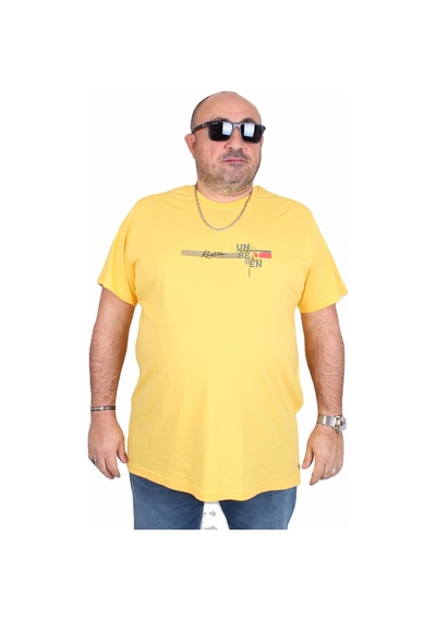 Moc Grande Mocgrande Erkek Büyük Beden Sıfır Yaka Tişört Un Beat En 25146 Sarı Sarı