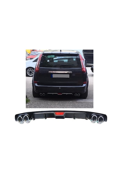 Ford C Max Uyumlu Body Kit Difüzör 4 Çıkış Siyah Yuvarlak
