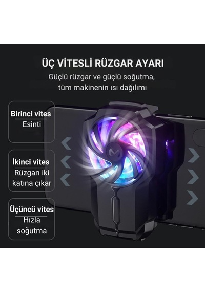 Kablosuz 700mah Şarjlı 6000rpm 3 Hız Kademeli Dönüş Telefon Soğutucu Fan Soğutma Fanı Radyatör Soğutucu