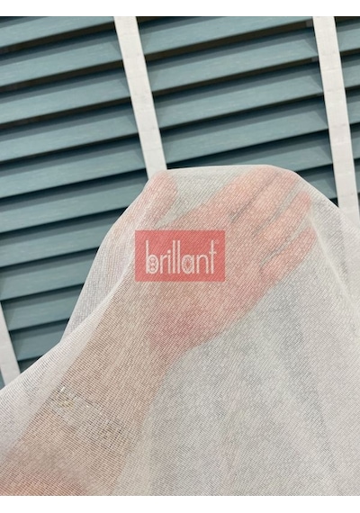 Tül Perde Brillant Ağır Gramajlı Ekru Keten Efektli