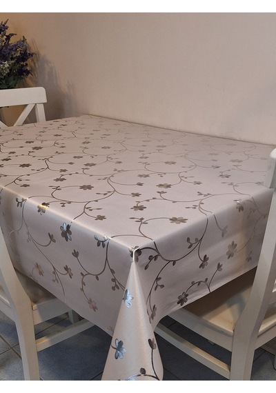 İthal Silinebilir Pvc Masa Örtüsü Kaymaz Tabanlı, Kumaş Görünümlü Pvc Masa Örtüsü İthl016 Bej