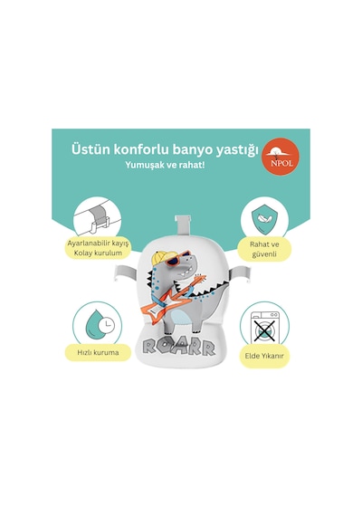 Npol Tam Katlanır Termometreli Yeni Doğan Küveti Yıkama Yastıklı, Avrupa Sertifikalı Bebek Küveti