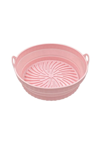 Katlanabilir Airfryer Pişirme Kabı Silikon Pişirme Seti 6 Litreye Kadar Tüm Cihazlara Uygun Pembe