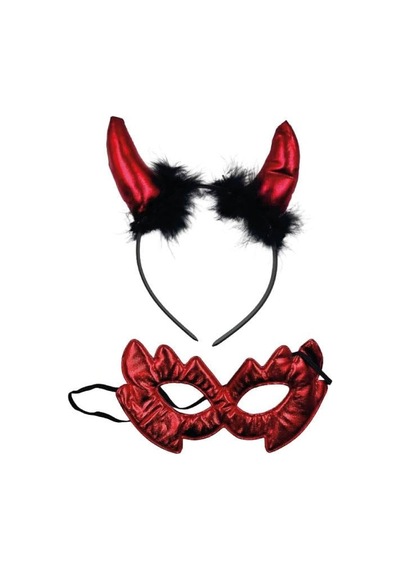 Hallowen-cadılar Bayramı Kırmızı Saten Taç Gözlük Maske Şeytan Boynuzu Korku Temalı Taç Gözlük Diğer