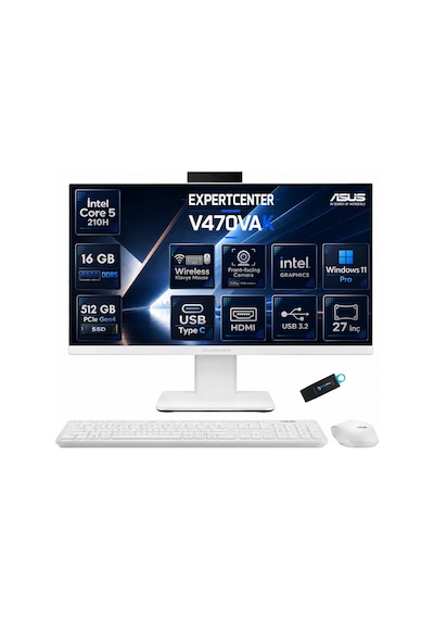Asus ExpertCenter P400 P470VAK-C516512W0DRNP01 Core 5-210H 16 GB 512 GB SSD 27'' W11P All In One Bilgisayar Asus ExpertCenter P400 P470VAK-C516512W0DRNP01 Core 5-210H 16 GB 512 GB SSD 27'' W11P All In One Bilgisayar
