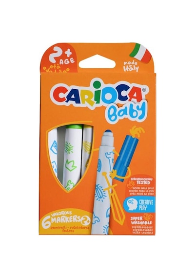 Carioca Jumbo Yıkanabilir Keçeli Kalem 6'lı + Boyama Kitabı Set