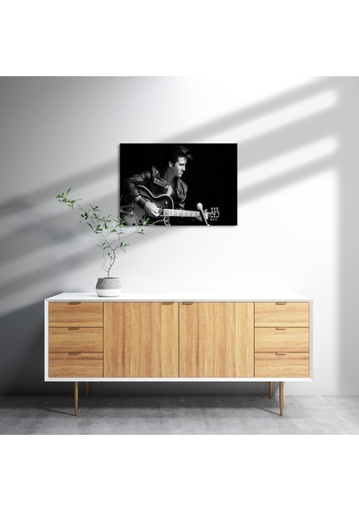 Cakasepetim Elvis Presley Elektrogitar Ve Mikrofon Sb Ahşap Mdf Tablo