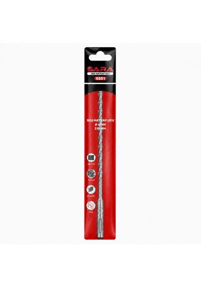 Sara S551 Sds Plus Matkap Ucu 6 X 210 Mm, 2 Kesicili Tungsten Karbür Uçlu