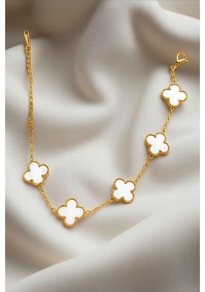 Altın Kaplama Taşlı Royal Pearl Petal Model Erkek Çelik Bileklik Diğer