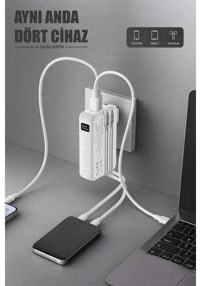 Premium Kablolu Şarj Pratik Batarya 20000 Mah Type-c Lightning Powerbank Trm-1027 22,5w Çok Renkli