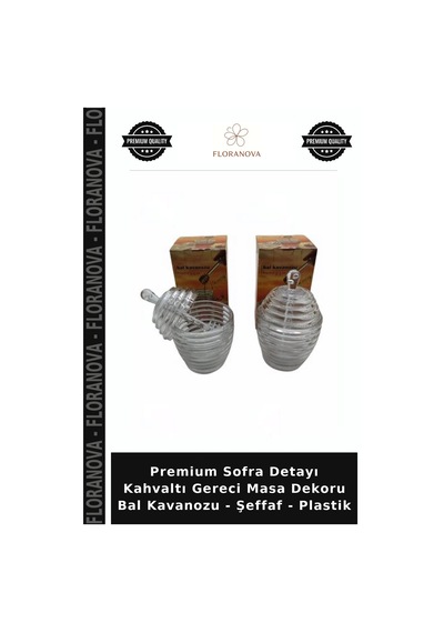 Premium Sofra Detayı Kahvaltı Gereci Masa Dekoru Bal Kavanozu - Şeffaf - Plastik Çok Renkli