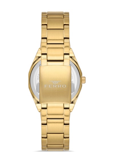 Ferro Fl40134a-b Quartz Çelik Altın Rengi 30 Mm Kadın Kol Saati Altın