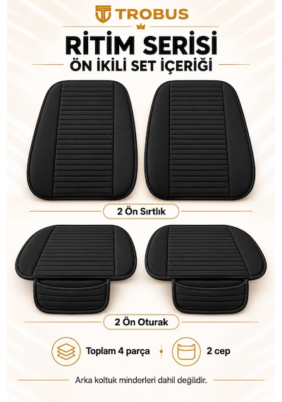 Trobus Ritim Opel Astra 2011-2015 Baby Face Ön İkili Koltuk Minderi Siyah