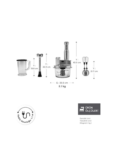 Karaca  Mastermaid Prosteel Uzun Blender Ayaklı 6 Bıçaklı 2500 W Cam Mutfak Robotu