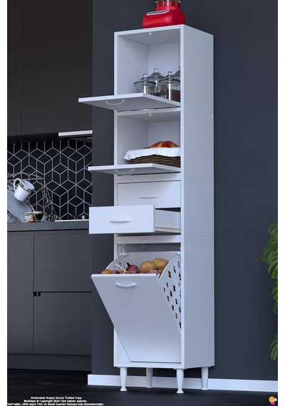 Irmak 50 Cm Sepetli Çok Amaçlı Üst Çift Kapaklı 2 Çekmeceli Mutfak Kiler Banyo Dolabı 50x181x32 Cm Beyaz Irmak 50 Cm Sepetli Çok Amaçlı Üst Çift Kapaklı 2 Çekmeceli Mutfak Kiler Banyo Dolabı 50x181x32 Cm Beyaz