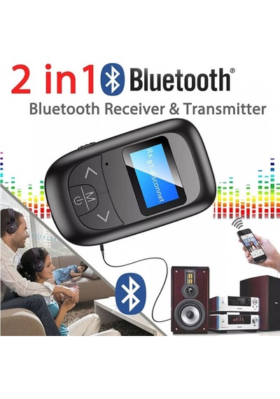 Bluetooth 5.0 Verici Ve Alıcı Ekranlı Kablosuz Ses Aktarım Adaptörü