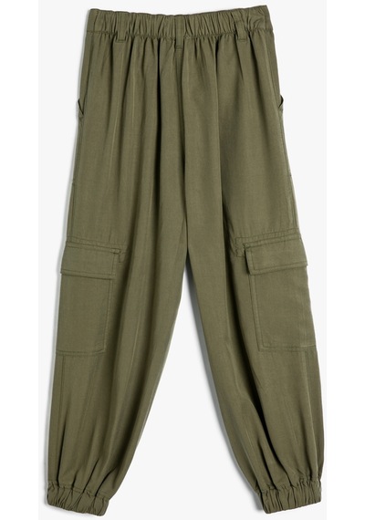 Koton Jogger Kargo Cepli Pantolon Düğmeli Bol Kalıp Haki 4skg40112aw Haki