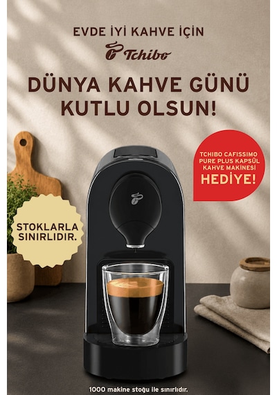 Tchibo Cafissimo 10 x 40 Kapsül Kahve + Pure Plus Kapsüllü Siyah Kahve Makinesi Hediye